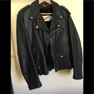 Schott Black Leather Police Jacket rarely worn